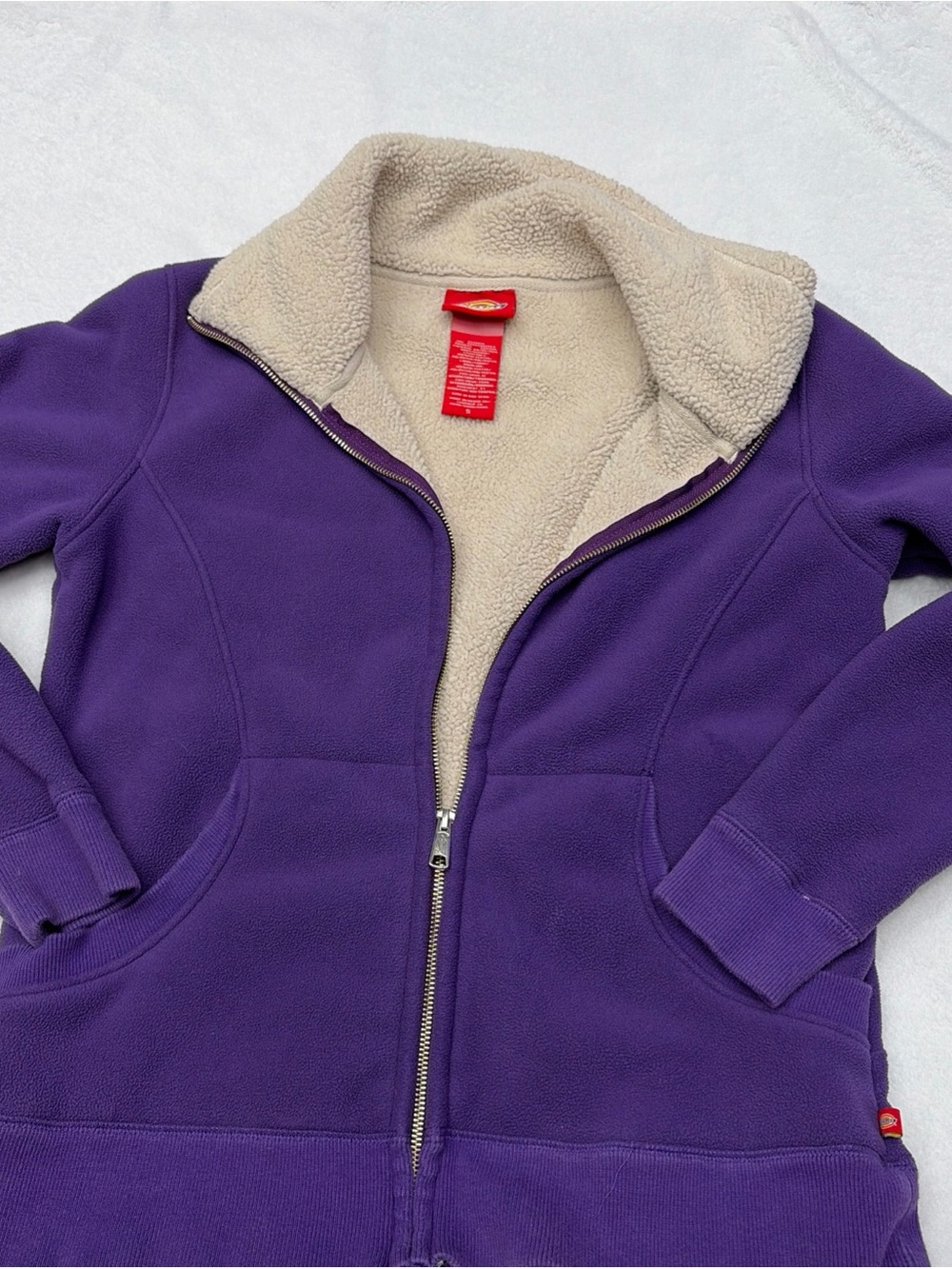 Dickies Purple Puffer Jacket with Cream Sherpa Lining